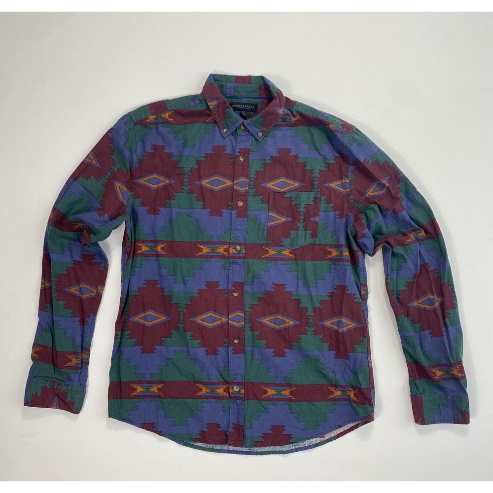 Aeropostale Shirt Mens Large Aztec Southwestern Button Up Casual Cowboy Western